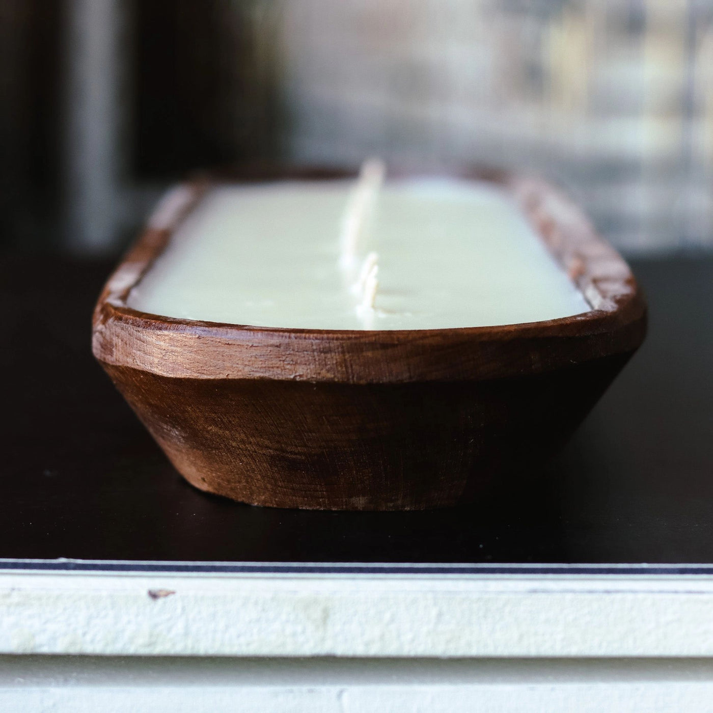 7 Wick Natural Wood Dough Bowl Candle