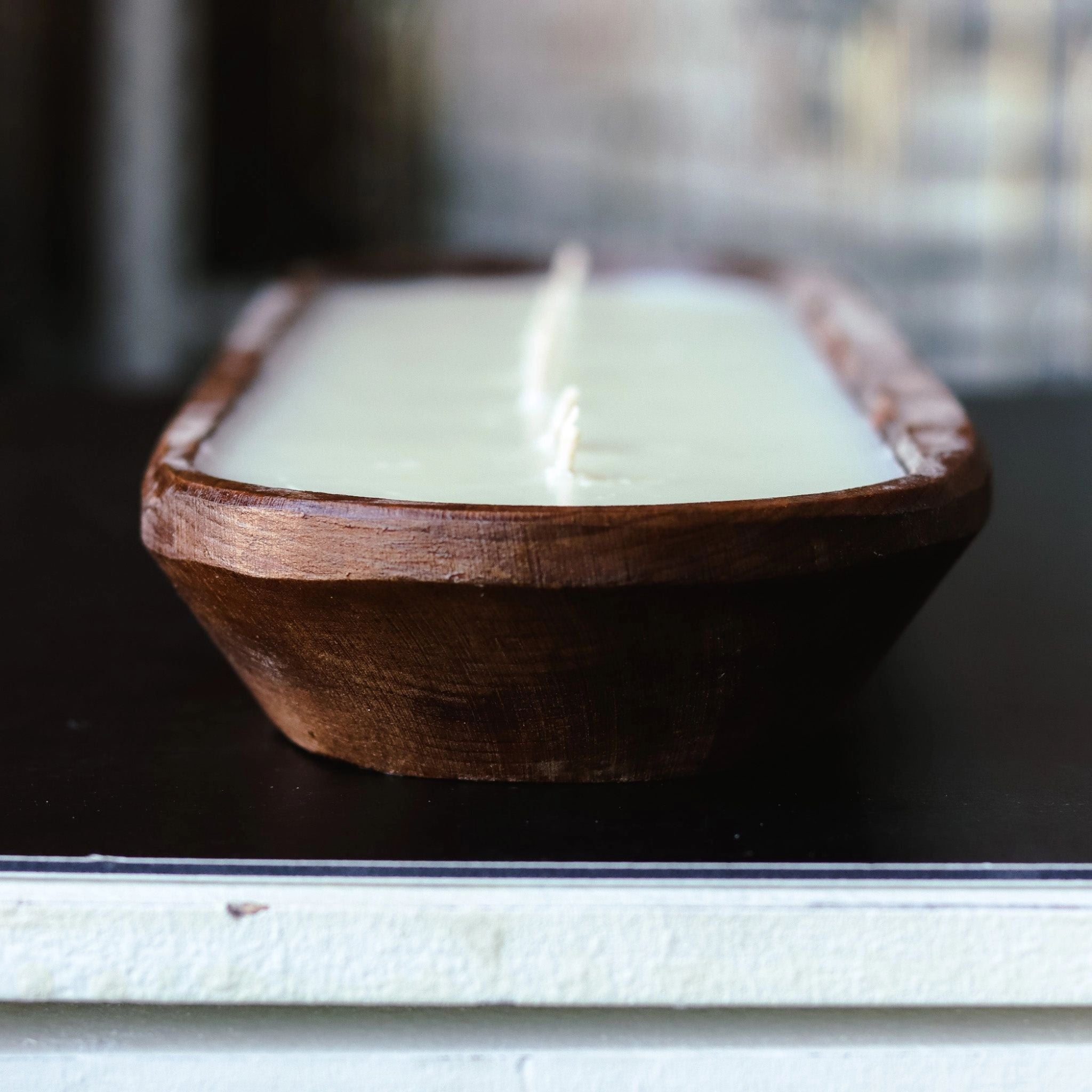 7 Wick Natural Wood Dough Bowl Candle