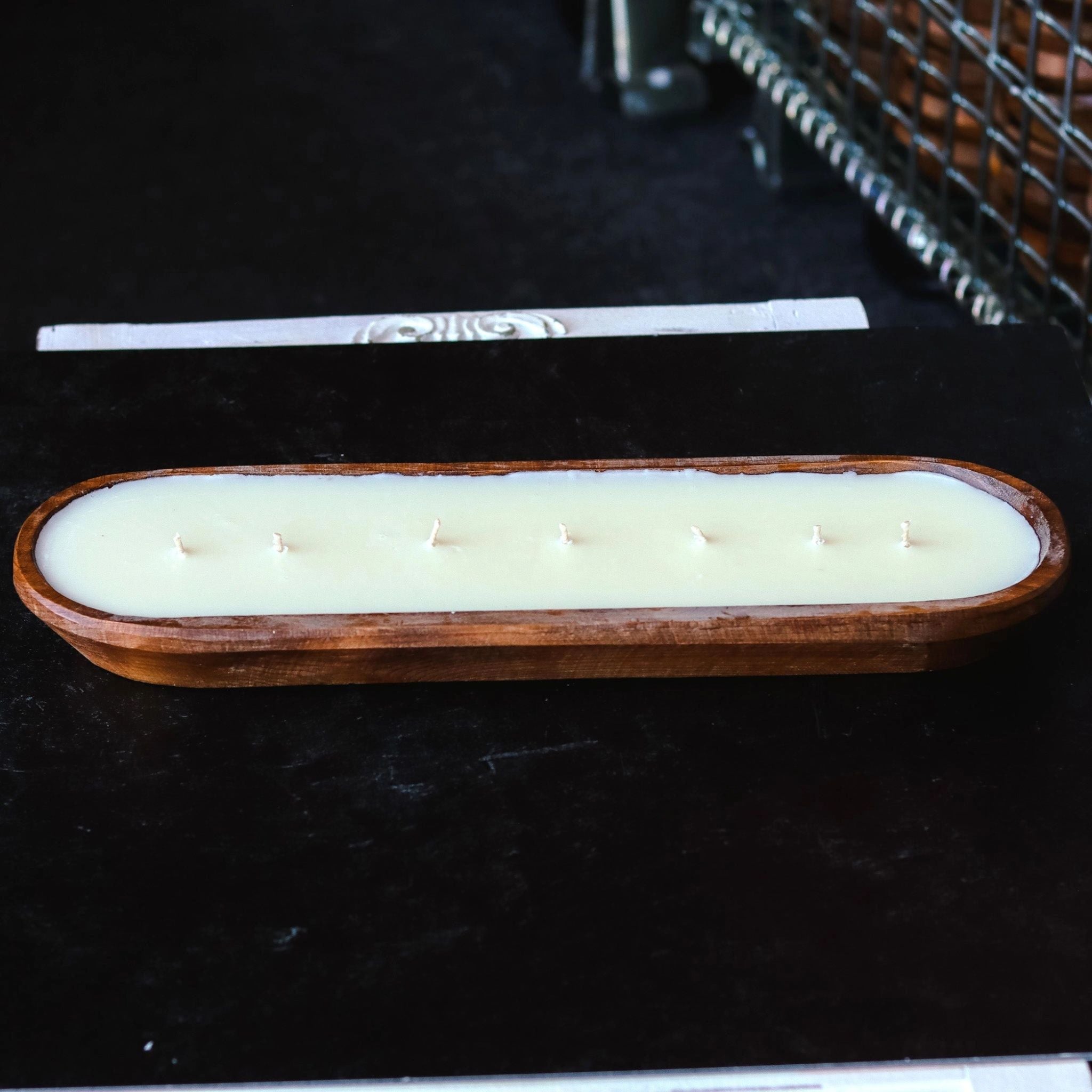 Natural Wood Dough Bowl Candle 7 Wick 