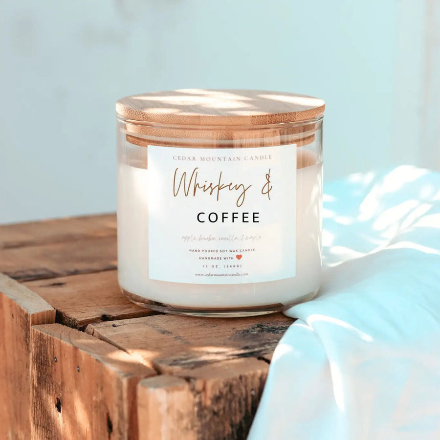 Whiskey & Coffee - Bamboo Lid 3 Wick Jar Candle 